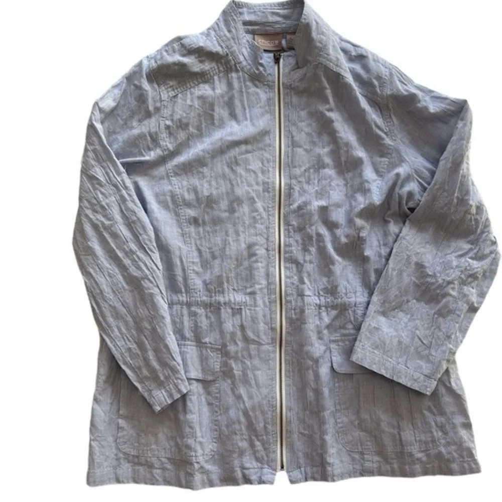EUC Chicos Cotton zip Front topper, Large